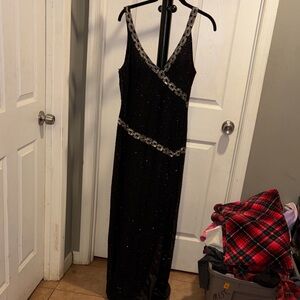 Scala Black Maxi Dress with Silver Details